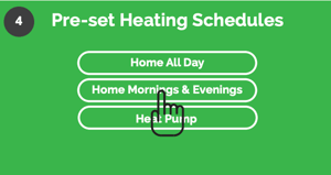 Pre-set heating schedule